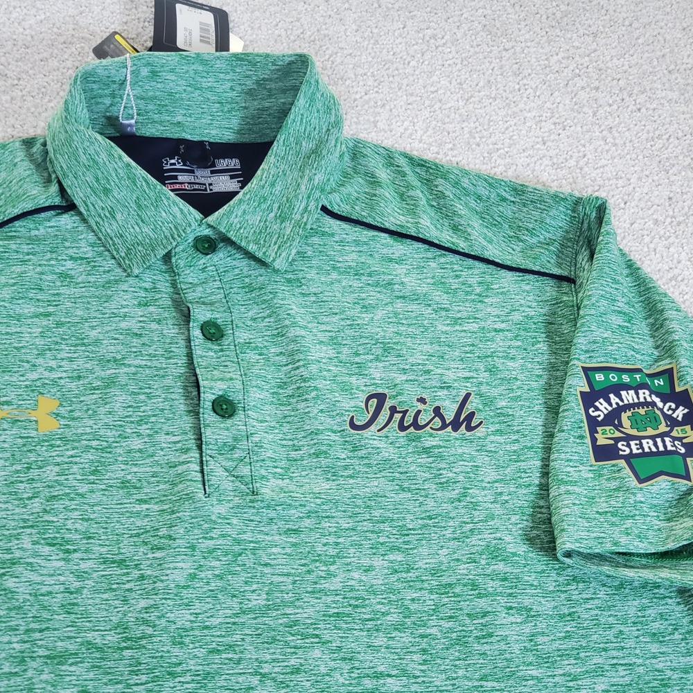 Under Armour Polo Men's Large Green Notre Dame Shamrock Series 2015 NWTGS
